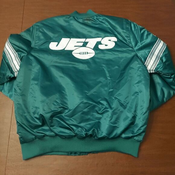 Starter New York Jets Varsity Satin Full Snap Jacket Green White Men's Size XL - Picture 2 of 5